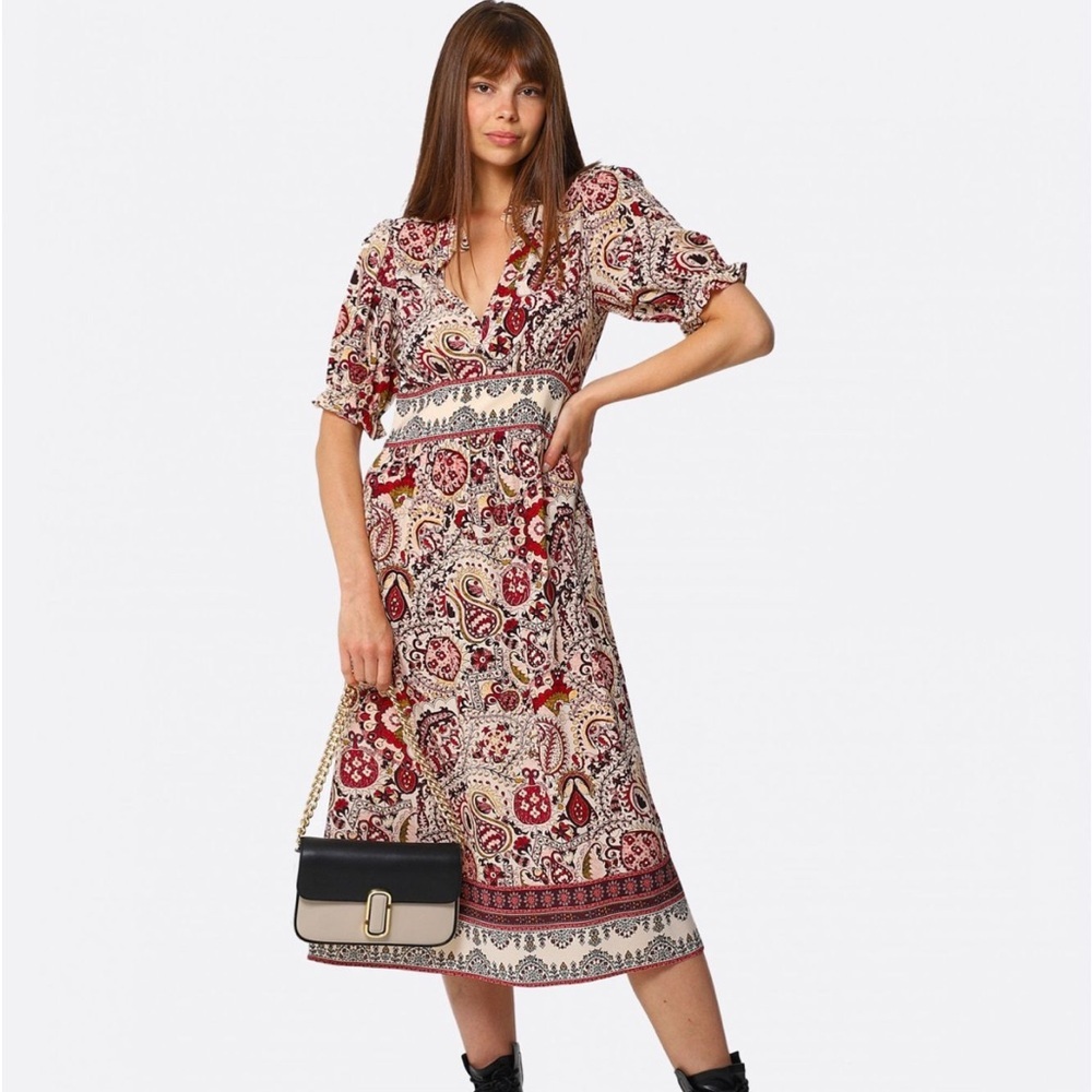 BA&SH Zael Paisley Midi Dress 0